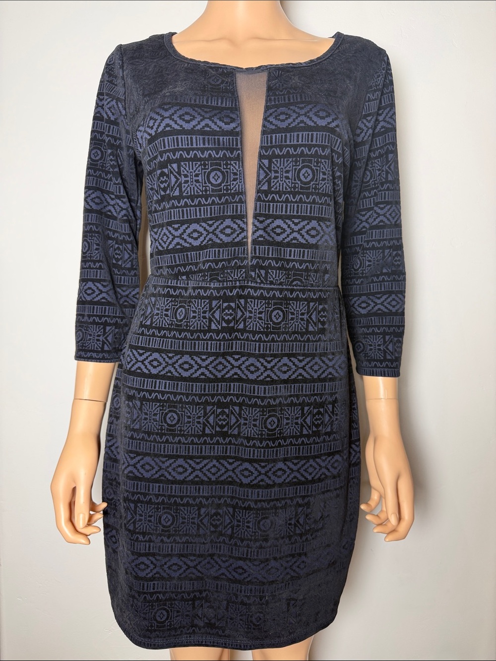 Charlotte Russe Dress Blue Black Printed Dress Open Back Large Cocktail Nightout